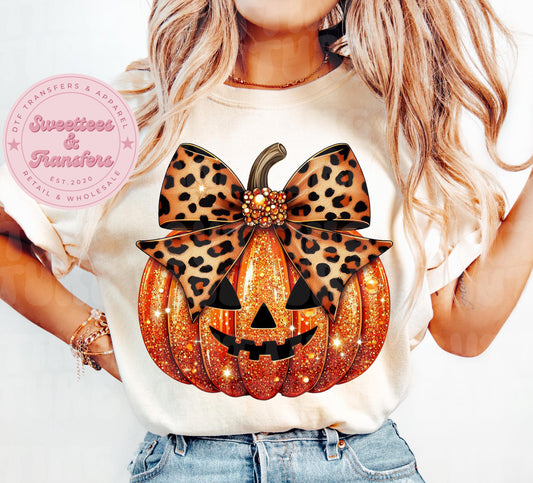 Bling Leopard Pumpkin DTF DIRECT TO FILM transfers size ADULT 10X12