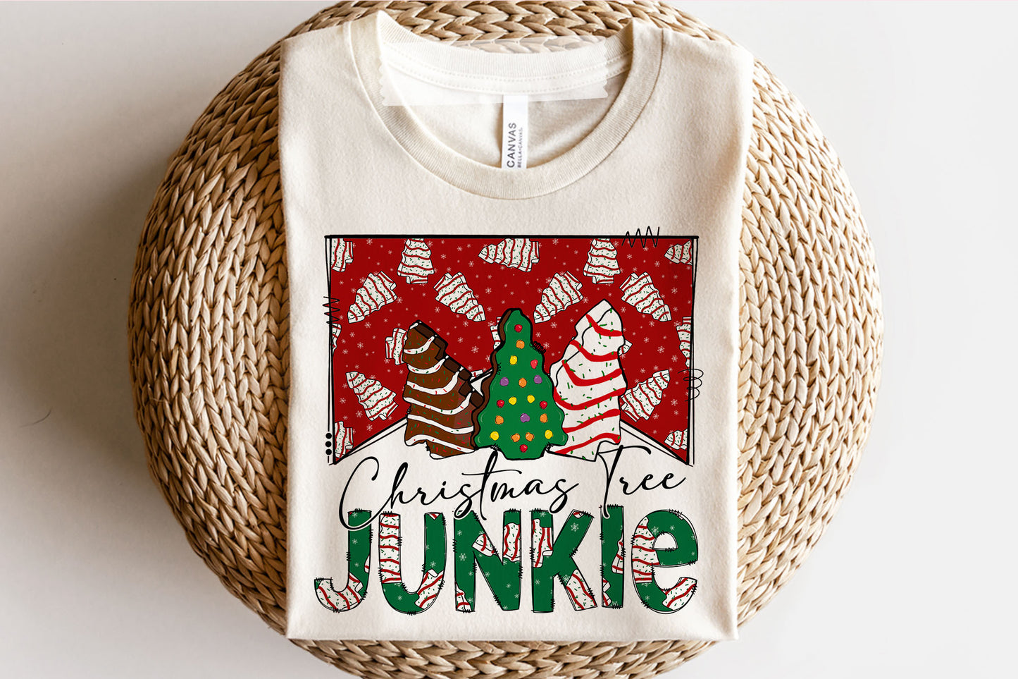 RTS Christmas Tree Junkie Screen Print transfers size ADULT 9.5x12